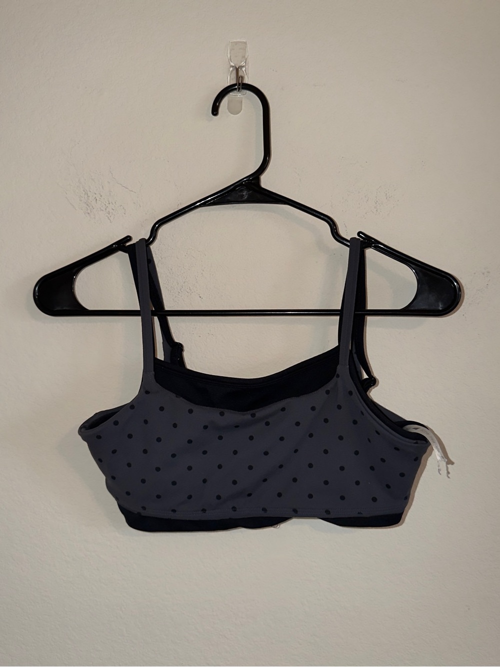 Aoxjox grey and black polka dot sports bra + short set